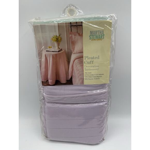 Martha Stewart Pleated Cuff Decorative Table Cover 70” Round Purple Grandmacore - Picture 2 of 6